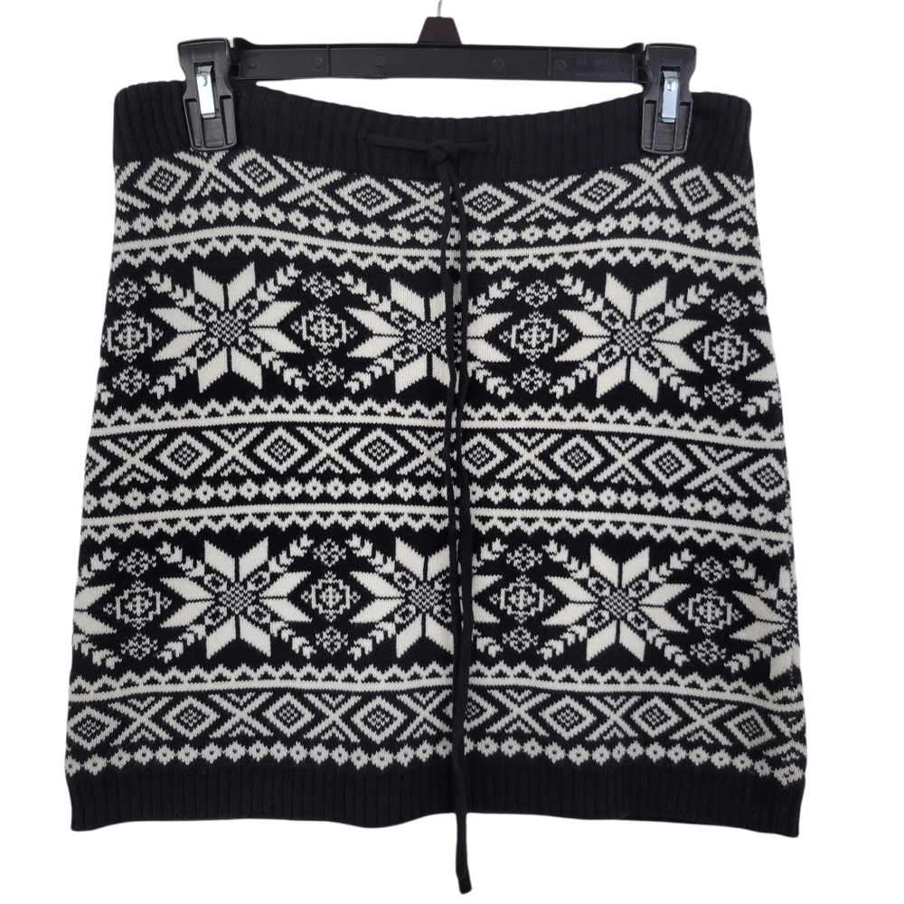 Smudge Black And White Pattern Drawstring Knit Skirt Size Small